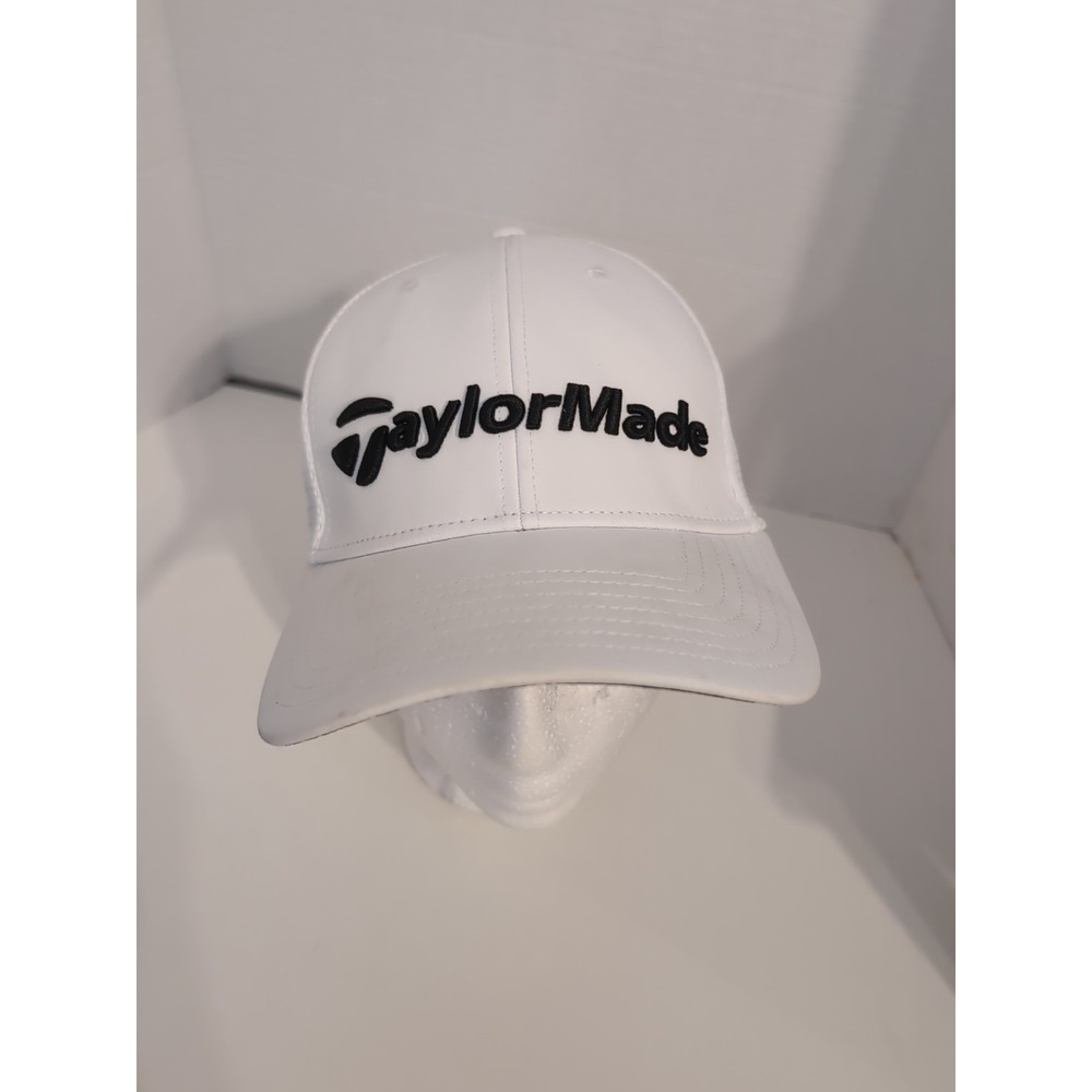 TaylorMade Golf Hat Mens S-M‎ White Cap Flex Fit Mesh Breathable Embroidered